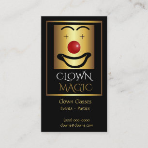 Gold Red Nose Clown Logo Business Card