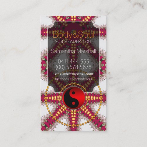 GoldRed on White NewAge YinYang Business Cards