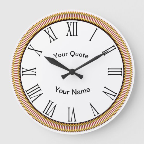 Gold  Red Ovals with radiating Roman Numerals Large Clock