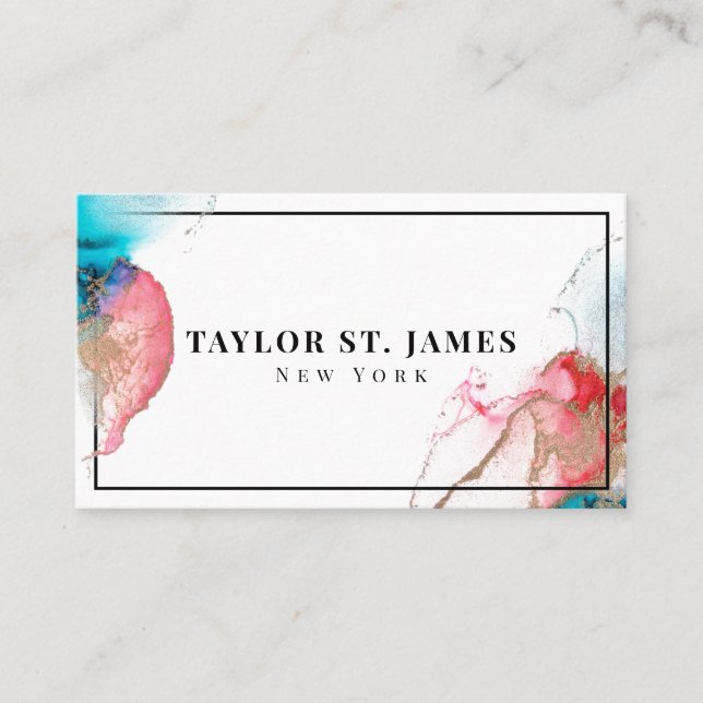 Gold Red Painting Splatter Professional Business Card (Front)