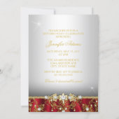 Gold Red Pearl Damask Fifty and Fabulous Invite (Back)