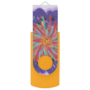 Gold, Red & Purple Floral Mandala Flash Drive