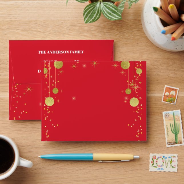 Gold Red Retro Envelope (Desk)