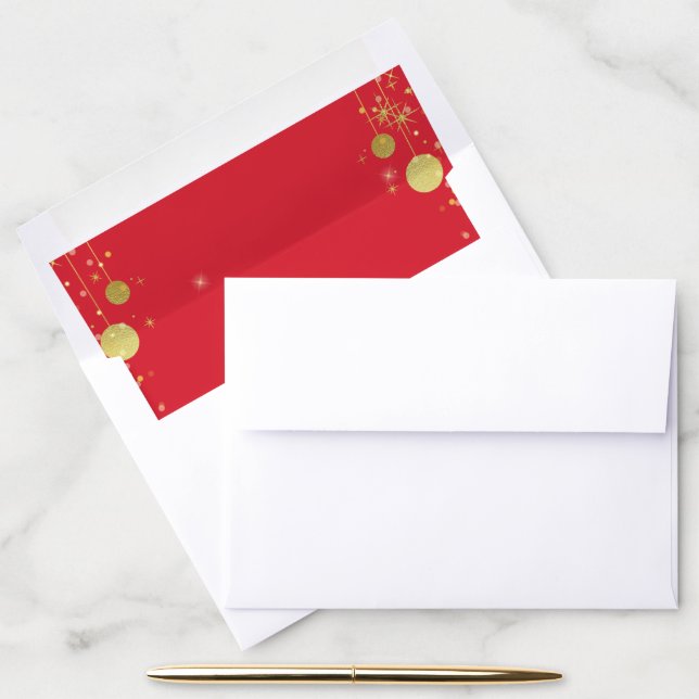 Gold Red Retro Envelope Liner (Desk)