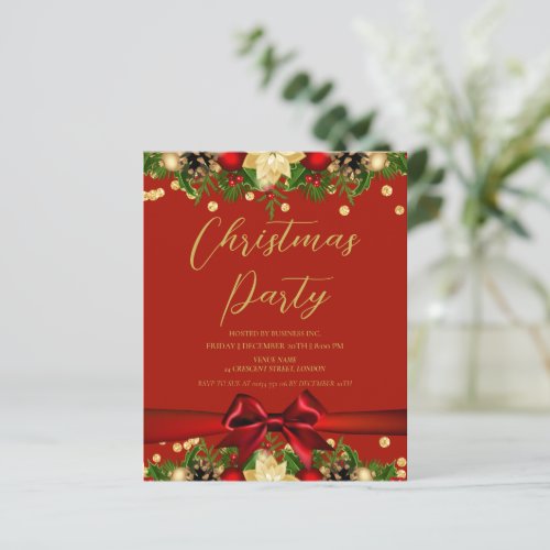 Gold Red Ribbon Glitter Christmas Corporate 