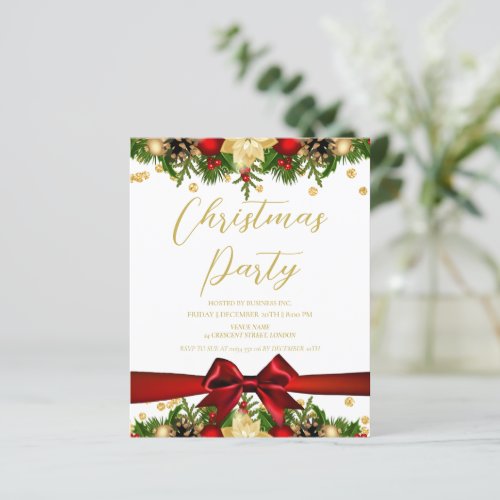 Gold Red Ribbon Glitter Christmas Corporate 