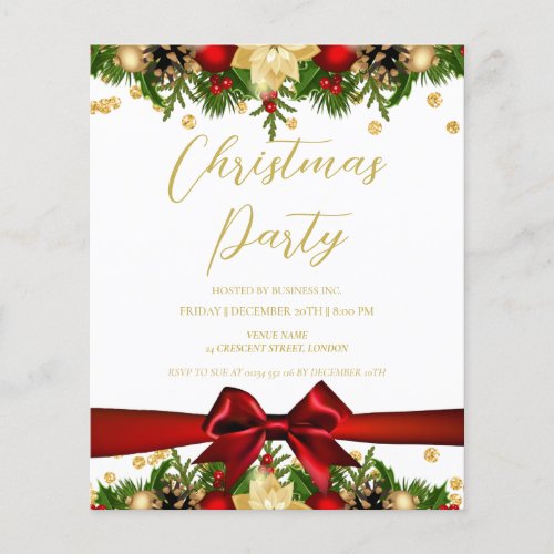 Gold Red Ribbon Glitter Christmas Corporate  Flyer