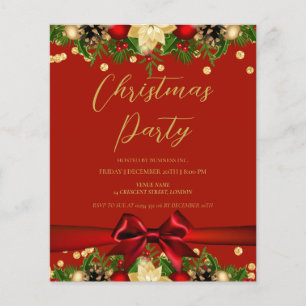 Gold Red Ribbon Glitter Christmas Corporate Flyer