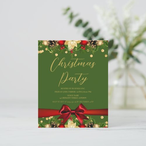 Gold Red Ribbon Glitter Christmas Corporate Green 