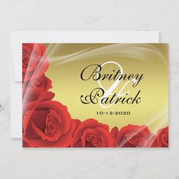 Gold & Red Rose Wedding Invitations by natureprints at Zazzle