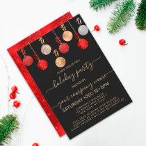 Gold Red Silver Glitter Ornament Corporate Holiday Invitation