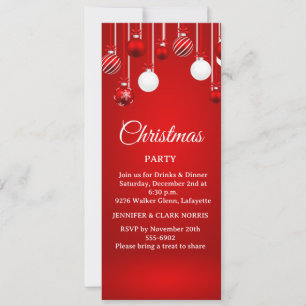 Gold Red Silver Glitter Ornament Corporate Holiday Invitation