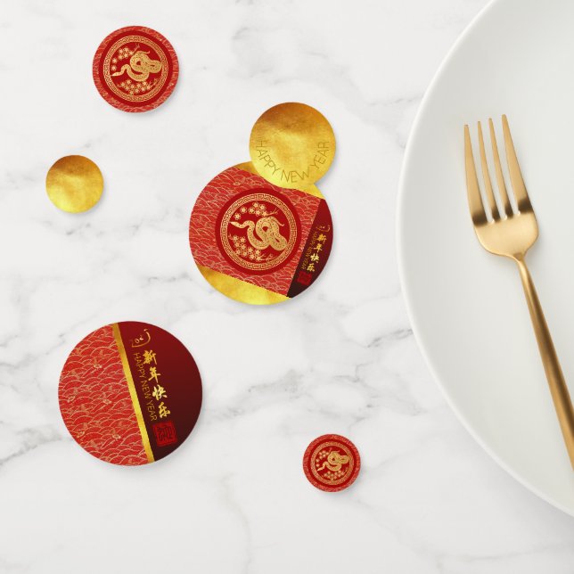 Gold Red Snake papercut 2025 Golden Party Confetti (Group)