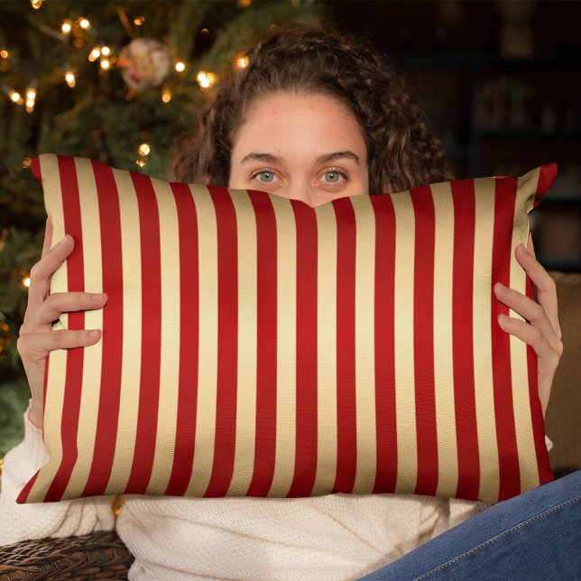 Gold Red Stripes Pattern Accent Pillow (Creator Uploaded)