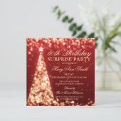 Gold Red Surprise 60th Birthday Christmas Lights Invitation (Standing Front)