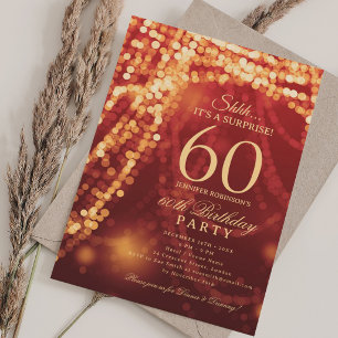 Gold & Red Surprise 60th Birthday Party Invitation