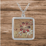 Gold/Red Swirl Square  Silver Plated Necklace<br><div class="desc">Make a bold statement with this sterling silver plated square necklace featuring a striking gold and red swirl design. Artistic,  modern,  and full of flair—perfect for dressing up any look. A gorgeous gift idea for her or a standout addition to your own jewelry collection.</div>