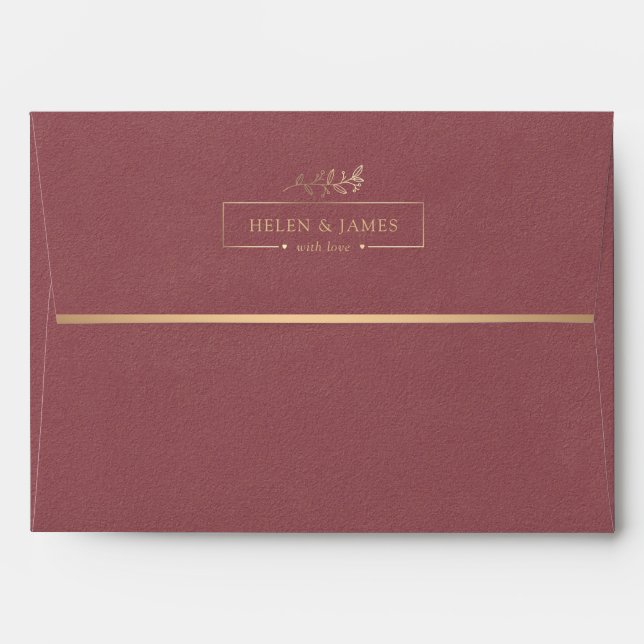 Gold & Red Texture Wedding Envelope (Back (Top Flap))