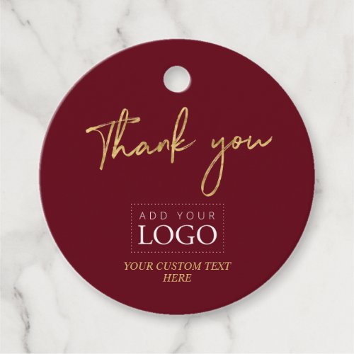 Gold  Red Thank you Holiday Custom Business Logo Favor Tags