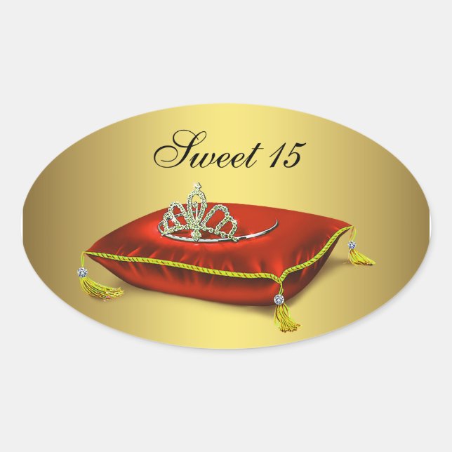 Gold Red Tiara Party Favor Label Envelope Seal (Front)