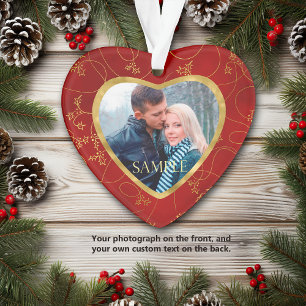 Gold Red Vine Photo Template Ornament