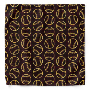 Gold & Red Vintage Baseballs Design Baseball Art Bandana
