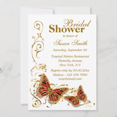 Gold red wedding engagement anniversary custom invite