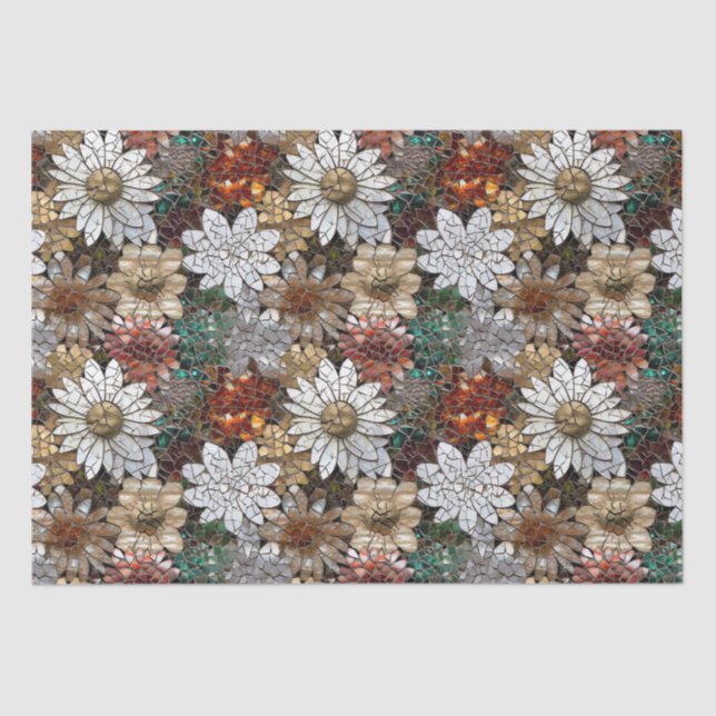 Gold Red White Floral Tissue Paper (Front)