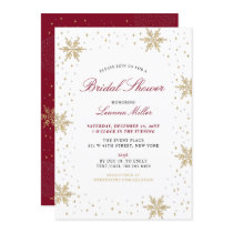 Gold & Red Winter Christmas Bridal Wedding Shower  Invitation