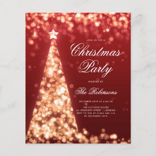 Gold Red Winter Christmas Tree Invite Program Menu Flyer