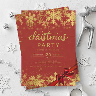 Gold Red Winter Wonder Company Christmas Invitation