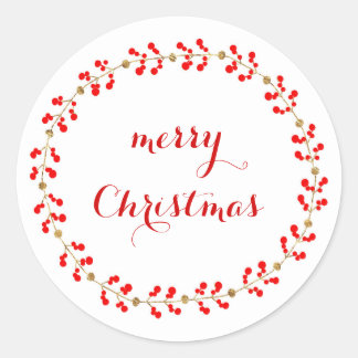 Gold & Red wreath Classic Round Sticker