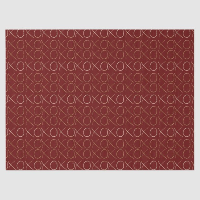 Gold Red XOXO Valentine's Day Tissue Paper (Front)