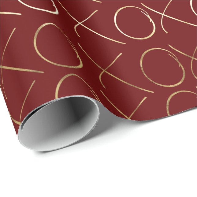 Gold Red XOXO Wrapping Paper (Roll Corner)
