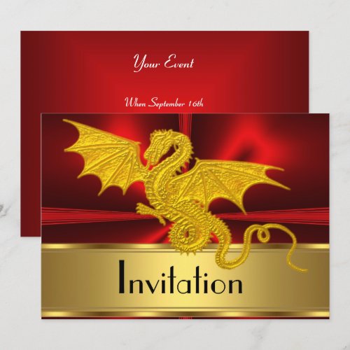Gold Red Year of the Dragon Invitation