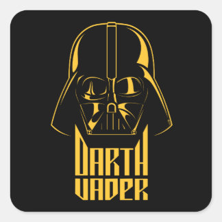 Gold Reflect Darth Vader Name Graphic Square Sticker