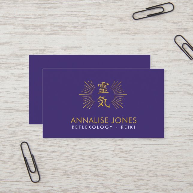 Gold Reiki Healing Symbol Business Card (Front/Back In Situ)