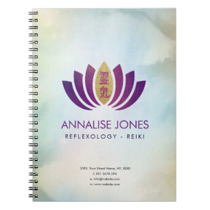 Gold Reiki Healing Symbol in Lotus Petals Notebook