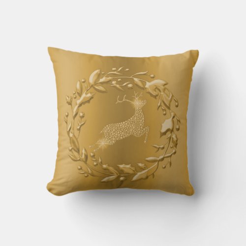 Gold Reindeer and Wreath Christmas