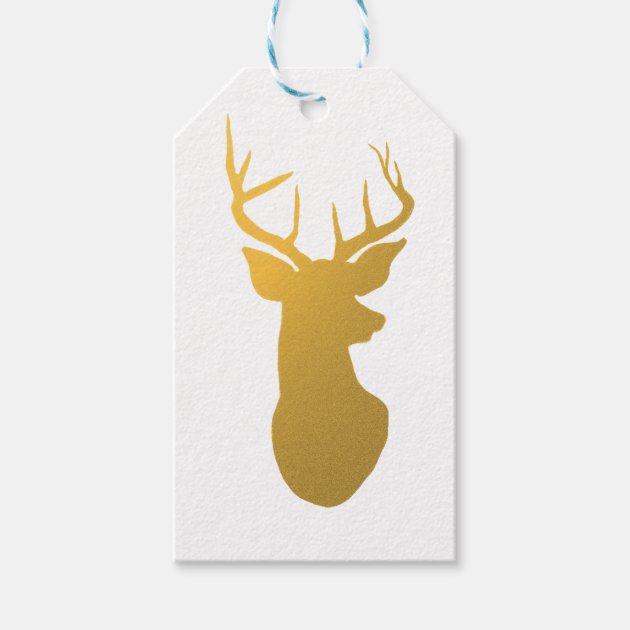 Gold Reindeer Christmas Holiday Gift Tags