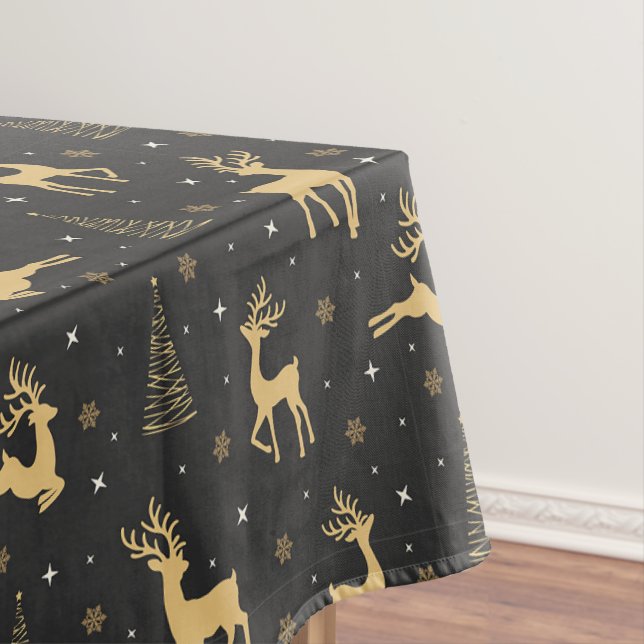 Gold Reindeer Christmas Tablecloth  (In Situ)