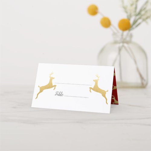 Gold Reindeer  Christmas  Wedding Place Card