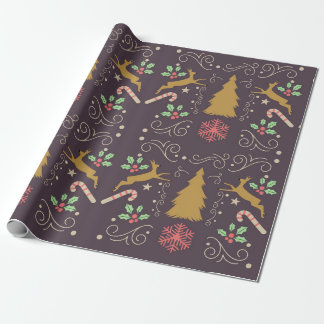Gold Reindeer Christmas Wrapping Paper
