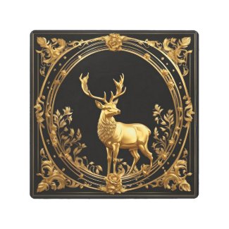 Gold reindeer gold and black ornamental frame