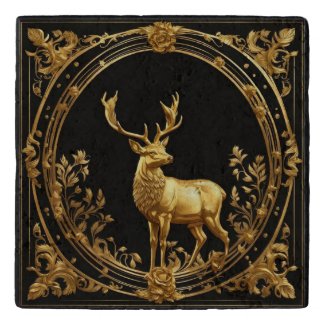 Gold reindeer gold and black ornamental frame