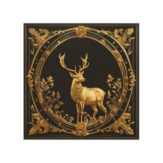 Gold reindeer gold and black ornamental frame