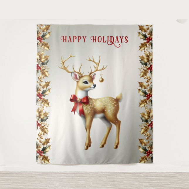 Gold Reindeer Holiday Backdrop (Front)