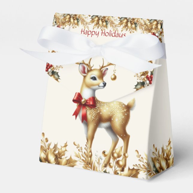 Gold Reindeer Holiday Gift Box (Front Side)