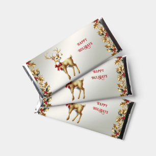 Gold Reindeer Holiday Hershey Bar Favors