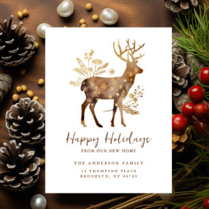 Gold Reindeer New Home Card